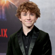 Walker Scobell in a black suit on the red carpet.